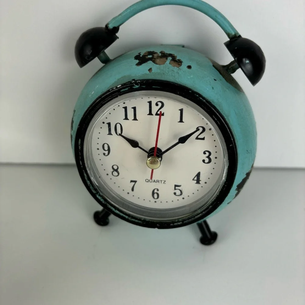 Vintage-Look- decor set-bottle & clock-aqua color